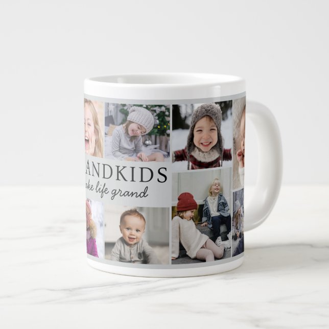 Grandkids Make Life Grand Photo Collage Keepsake Large Coffee Mug (Front Right)