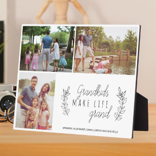 Grandkids make life grand photo collage quote plaque
