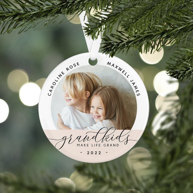 Grandkids Make Life Grand Photo Ornament (Creator Uploaded)