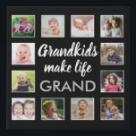 Grandkids Make Life Grand Quote 12 Photo Collage Faux Canvas Print<br><div class="desc">A modern faux canvas art with a beautiful quote "Grandkids make life grand".Personalize with 12 family photos to make it a memorable keepsake gift for grandparents.</div>