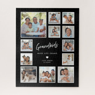 Grandkids Make Life Grand Quote 12 Photo Collage Jigsaw Puzzle