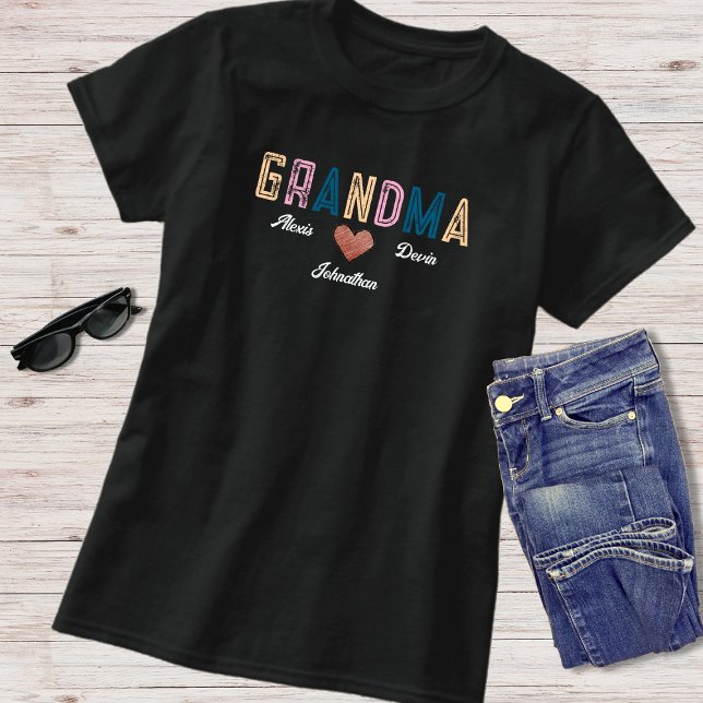 Grandkids Names Grandma Announcement T-Shirt (Creator Uploaded)