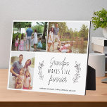 Grandkids photo collage grandparents make life plaque<br><div class="desc">Family photo collage with a thoughtful editable quote making an elegant and cute keepsake gift for grandparents on a birthday,  Father's Day,  or Mother's Day. Grandparents Day or Christmas.</div>