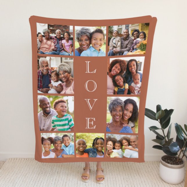 Grandma 10 Photo Collage Terracotta Sherpa Blanket (Creator Uploaded)