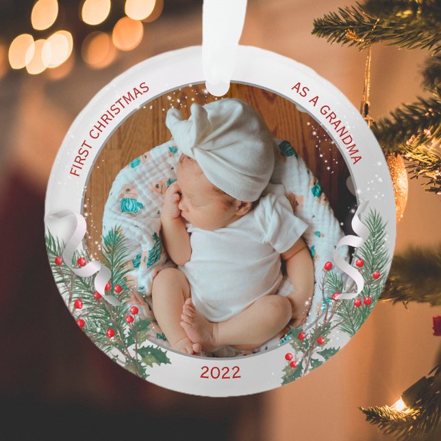 Grandma 1st Christmas Classic Silver Plant Frame   Ornament (Creator Uploaded)