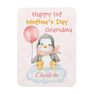 Grandma 1st Mother's Day Penguin Pink Magnet