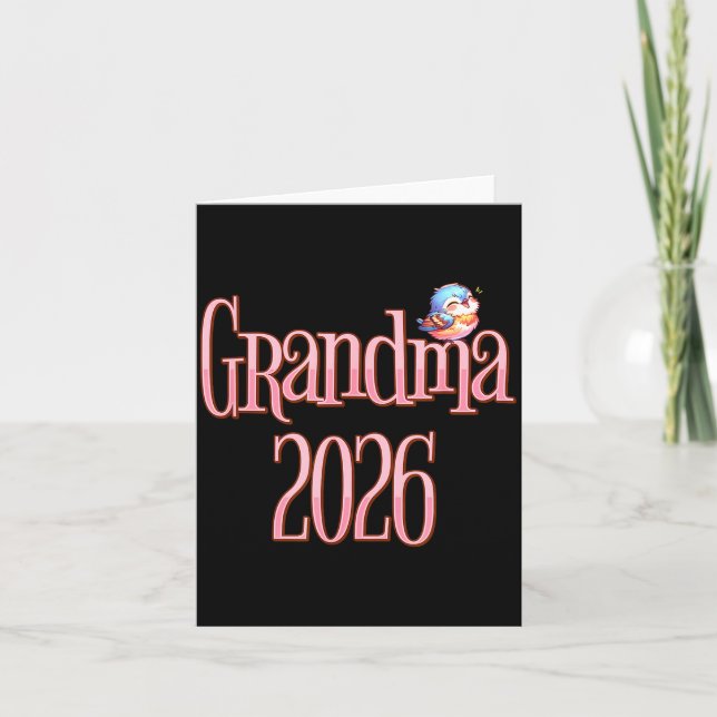 Grandma 2026 Cute Bird New Grandma Pregnancy Revea Card (Front)