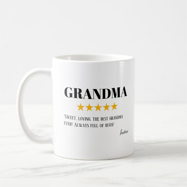 Grandma 5 Star Review | Super Grandma Gift Coffee Mug (Left)