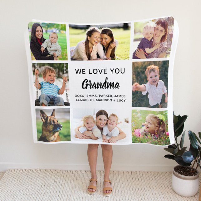 Grandma 8 Photo Collage Fleece Blanket (Creator Uploaded)