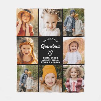 Grandma 8-Photo Collage Text Gift Personalised Fleece Blanket