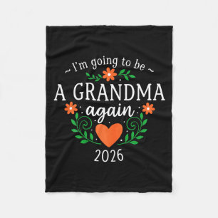 Grandma Again In 2026 2nd Baby Grandbaby Announcem Fleece Blanket