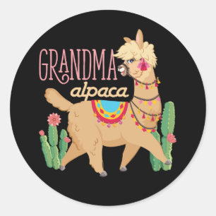 Grandma Alpaca Cute Grandmother Alpaca Lover Classic Round Sticker