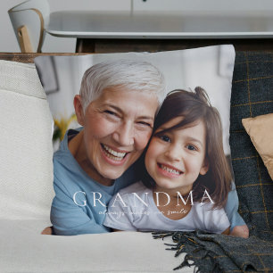 Grandma Always Makes Me Smile Rustic Floral Photo Cushion