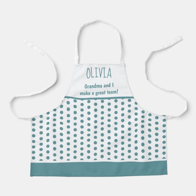 Grandma and Child Teal Baking Kitchen Craft Apron (Front)