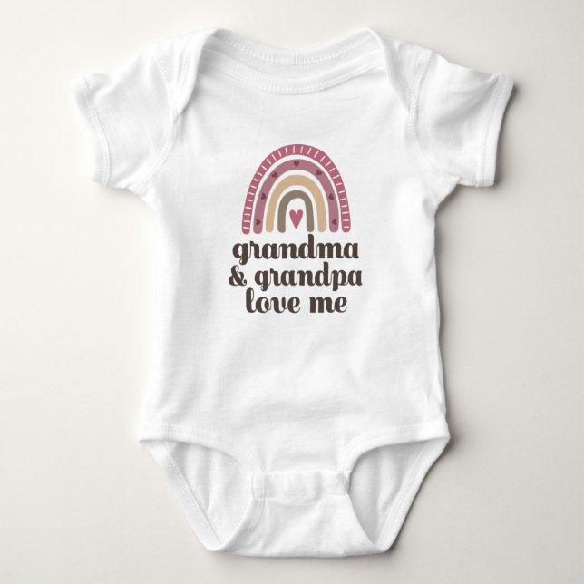 Grandma and Grandpa Love Me Boho Rainbow Baby Bodysuit (Front)