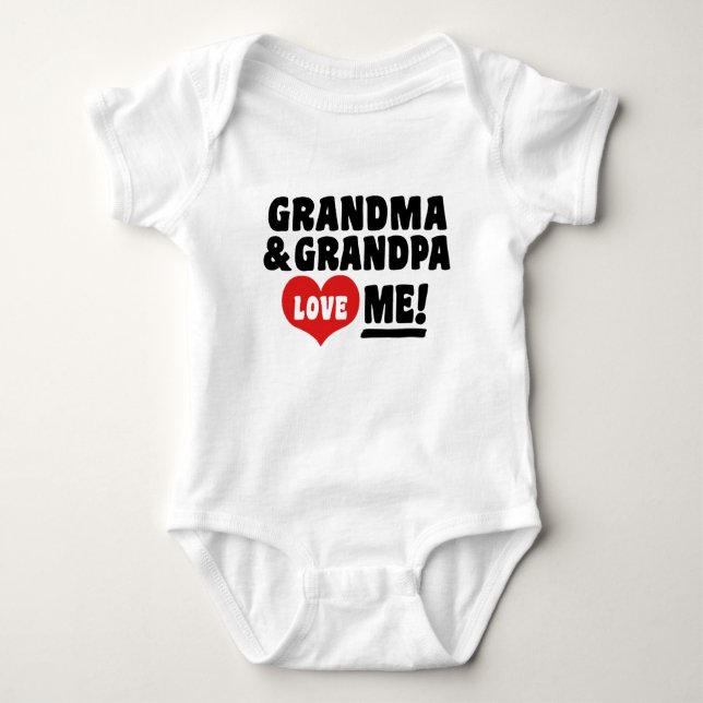 Grandma and Grandpa Love Me Pacifier Baby Bodysuit (Front)