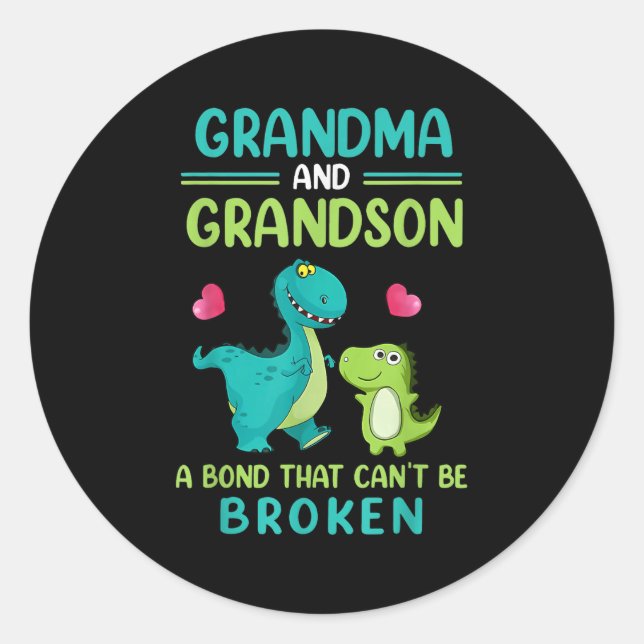 Grandma And Grandson A Bond That Can't Be Broken D Classic Round Sticker (Front)