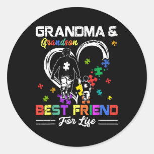 Grandma And Grandson Best Friend For Life Autism A Classic Round Sticker