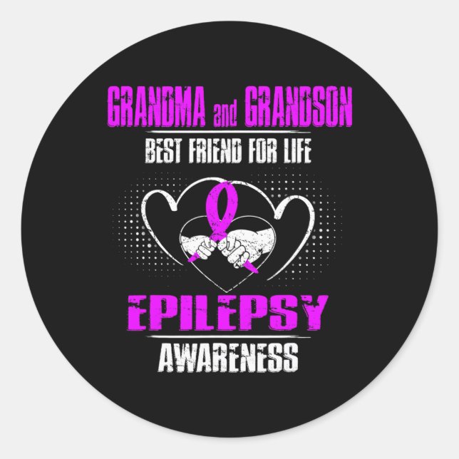 GRANDMA AND GRANDSON BEST FRIEND OF LIFE EPILEPSY  CLASSIC ROUND STICKER (Front)