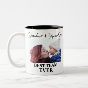 Grandma and Grandson Best Team Ever Custom Photo Two-Tone Coffee Mug