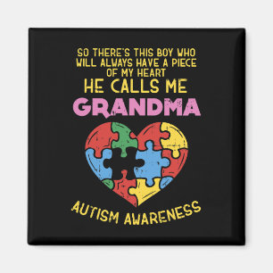 Grandma Autism Awareness Austistic Boy Piece My He Magnet