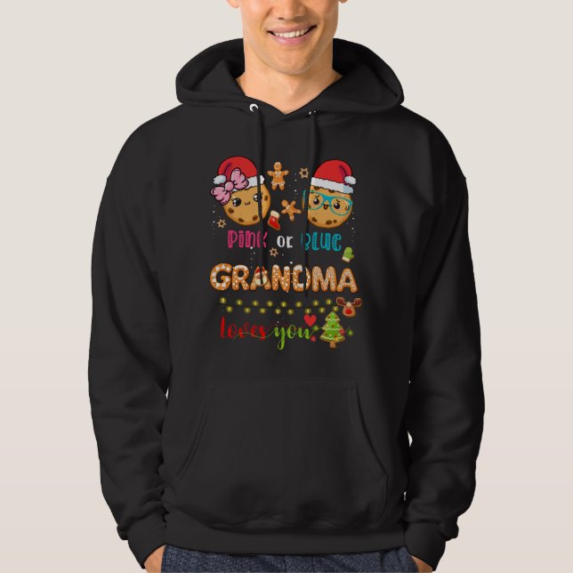 Grandma Baby Gender Reveal Christmas Gingerbread B Hoodie (Front)