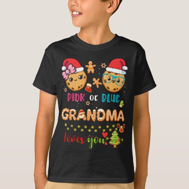 Grandma Baby Gender Reveal Christmas Gingerbread B T-Shirt (Front)
