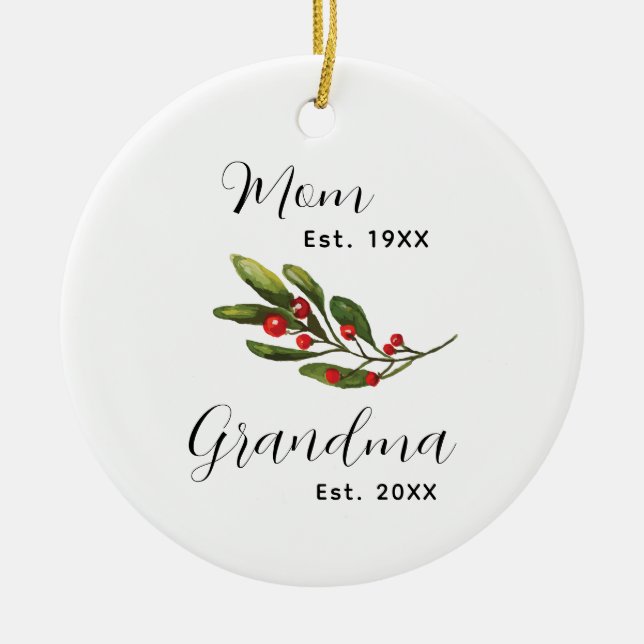 Grandma Baby's Photo Christmas Keepsake Ceramic Ornament (Front)