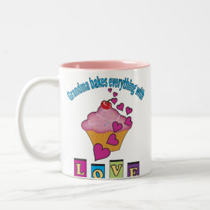Grandma Bakes with Love Two-Tone Coffee Mug
