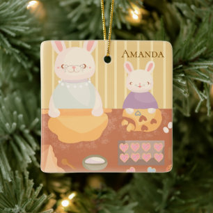 Grandma Baking Cookies Ceramic Ornament