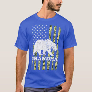 Grandma Bear Camping Hiking Camouflage USA America T-Shirt