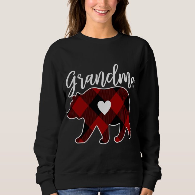 Grandma Bear Christmas Buffalo Plaid Decoration Sweatshirt (Front)