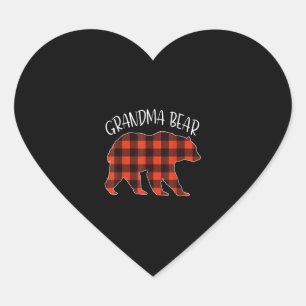 Grandma Bear Christmas Heart Sticker