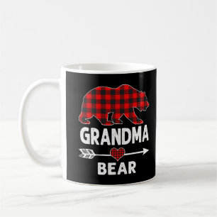 Grandma Bear Christmas Pajama Red Plaid Buffalo Fa Coffee Mug