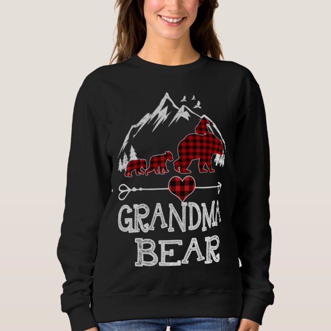 Grandma Bear Christmas Pajama Red Plaid Buffalo Fa Sweatshirt (Front)