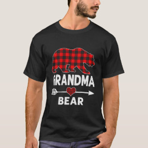 Grandma Bear Christmas Pajama Red Plaid Buffalo Fa T-Shirt