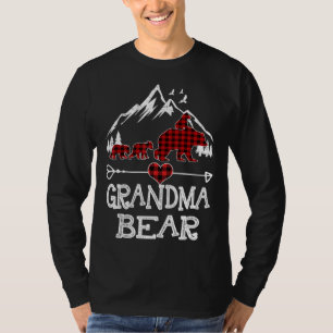Grandma Bear Christmas Pajama Red Plaid Buffalo Fa T-Shirt