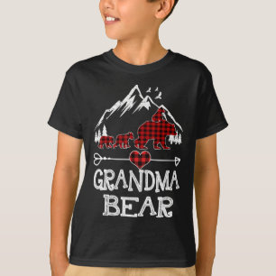 Grandma Bear Christmas Pajama Red Plaid Buffalo Fa T-Shirt
