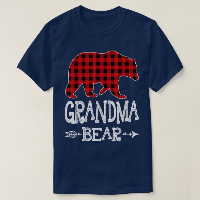 Grandma Bear Christmas Pajama Red Plaid Buffalo Fa T-Shirt (Design Front)