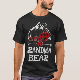 Grandma Bear Christmas Pajama Red Plaid Buffalo Fa T-Shirt