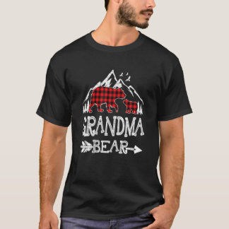 Grandma Bear Christmas Pajama Red Plaid Buffalo Fa T-Shirt