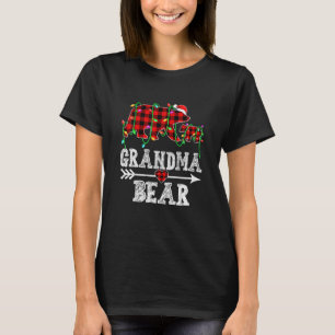 Grandma Bear Christmas Pajama Red Plaid Buffalo T-Shirt
