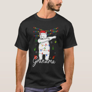 Grandma Bear Dabbing Lights Santa Christms Family T-Shirt