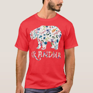 Grandma Bear Floral Gifts Matching Family Flower  T-Shirt