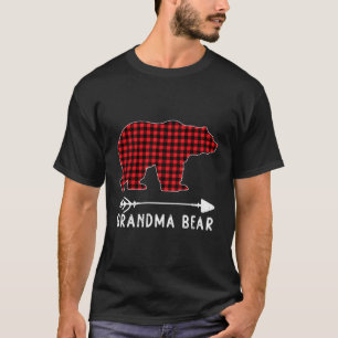 Grandma Bear Women Red Plaid Christmas Pajama Fami T-Shirt