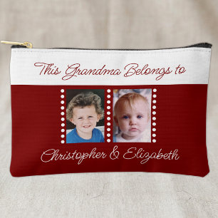 Grandma belongs to add names 2 photo burgundy accessory pouch