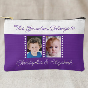 Grandma belongs to add names 2 photo purple accessory pouch