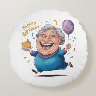 Grandma Birthday Celebration Round Cushion