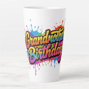 Grandma Birthday Colourful Paint Splash Design Latte Mug