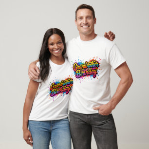 Grandma Birthday Colourful Paint Splash Design T-Shirt